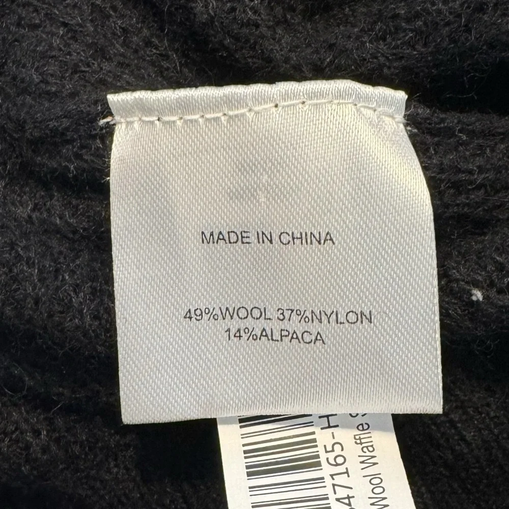 Quince | NEW Baby Alpaca-Wool Waffle Stitch Polo Sweater in Black Size XL - Picture 11 of 11